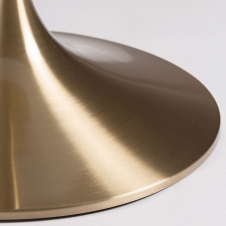 Masă bar rotundă porțelan alb mat și oțel auriu, design sculptural glam. [2]