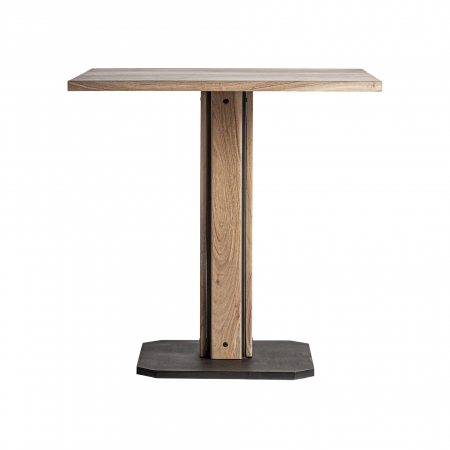 Mese Bar - Masă bar pătrată lemn acacia și fier, design industrial simplu.