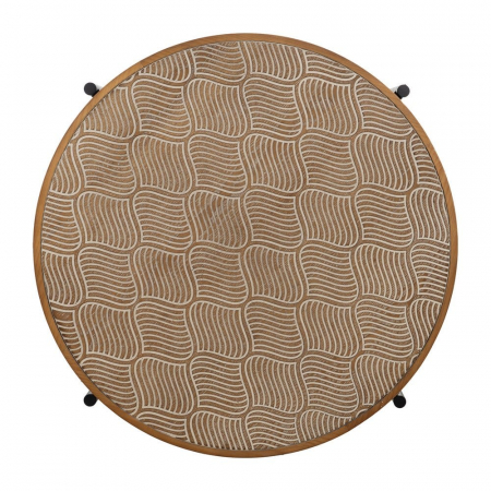 masa rotunda lemn pin cadru metalic gravura decor nordic [6]
