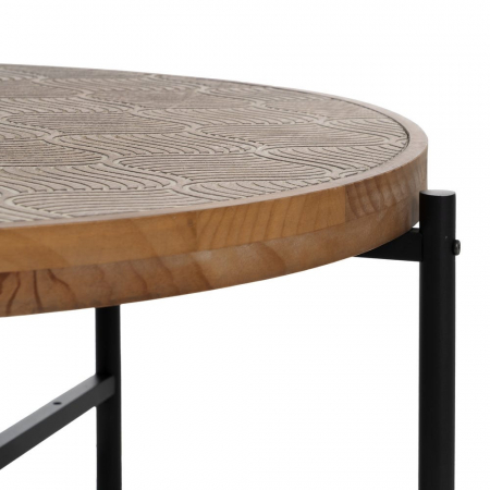 masa rotunda lemn pin cadru metalic gravura decor nordic [4]