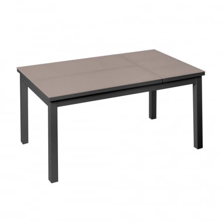 Contemporan - masă pliabilă taupe – grafit, 2 extensii, blat sticlă securizată