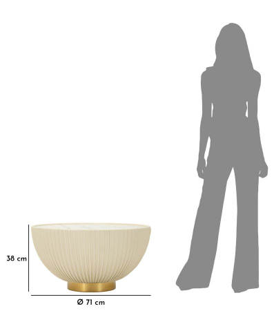 Masă de cafea ceramică crem cu bază aurie [7]