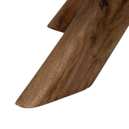 Masă de cafea din lemn de mango rotundă în stil organic modern cu blat generos și bază sculpturală pentru livinguri contemporane. [8]