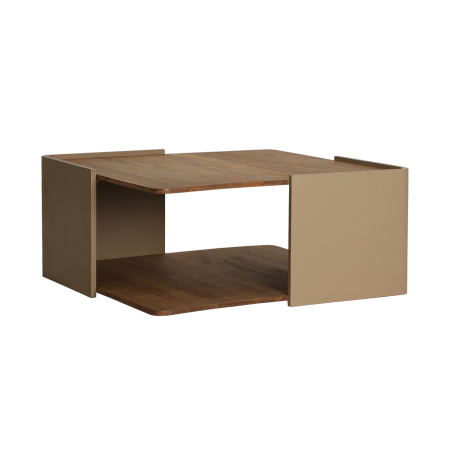 Masute Cafea - Masă de cafea din lemn mango și MDF taupe cu design geometric Izagre