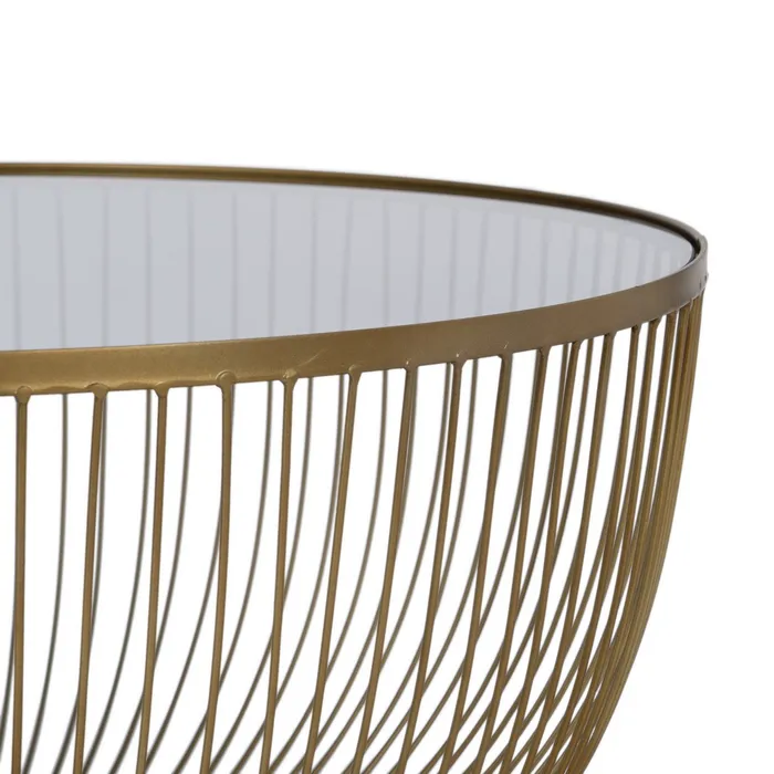 Masă de cafea rotundă Ixia cu structură aurie și blat sticlă [3]