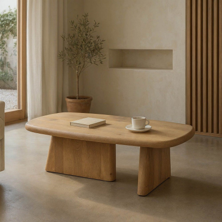 Colectia noua - Masă cafea dreptunghiulară lemn mango margini rotunjite