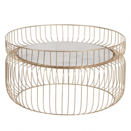 Masă rotundă marmură albă cu structură aurie glam [2]