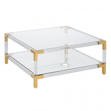 Masă glam acril transparent cu două blaturi sticlă [2]