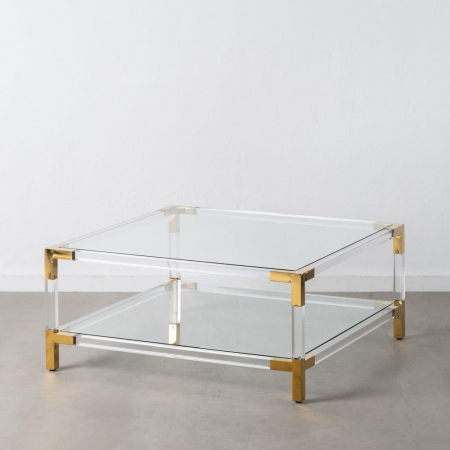 Contemporan - Masă glam acril transparent cu două blaturi sticlă