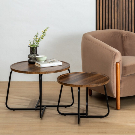 Masă de cafea maro din MDF și metal în stil modern [7]