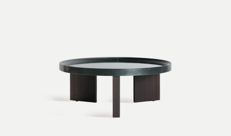 Masute Cafea - Masă cafea rotundă Aomori sticlă și MDF