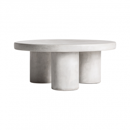 Masute Cafea - Masă cafea rotundă gres alb mat, design minimal-brutalist.