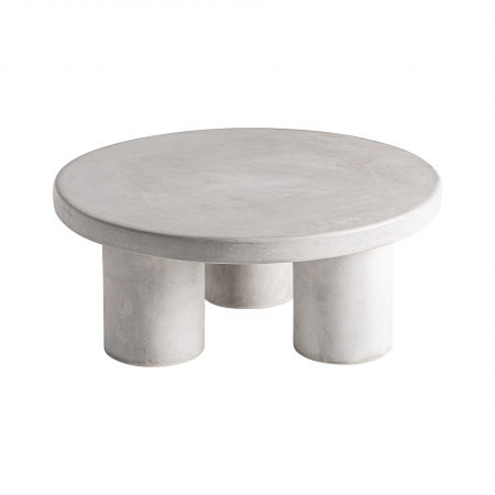 Masă cafea rotundă gres alb mat, design minimal-brutalist. [1]