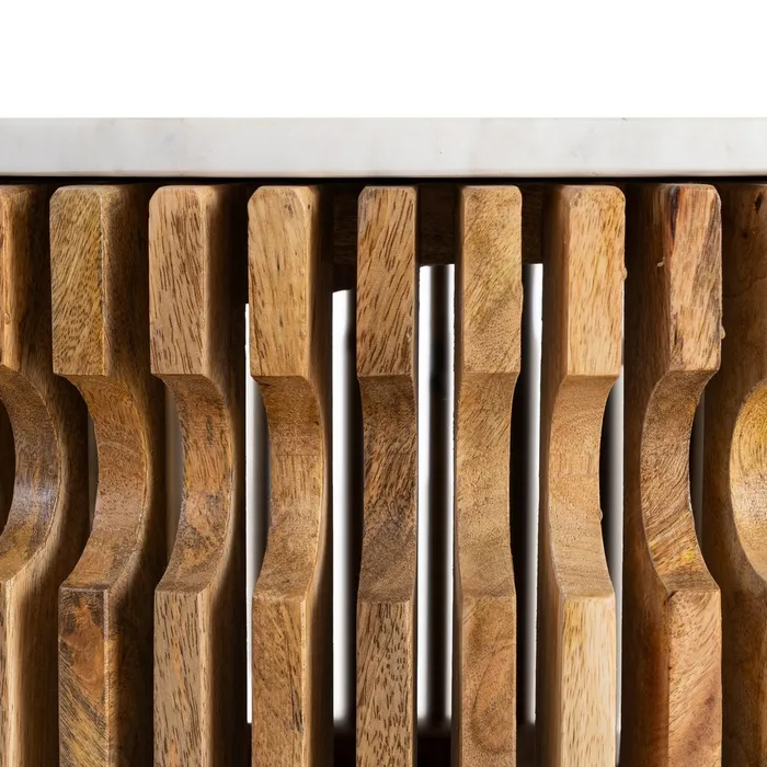 Masă cafea rotundă lemn de mango și marmură [7]