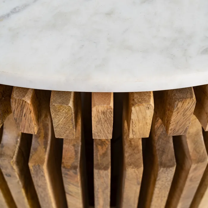 Masă cafea rotundă lemn de mango și marmură [8]