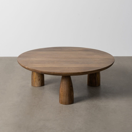 Masă cafea rotundă lemn de mango rustic modern [1]