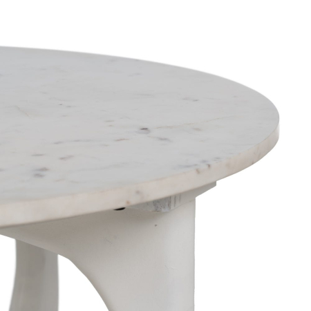 Masă de cafea rotundă din marmură albă și lemn Mango în stil modern [6]