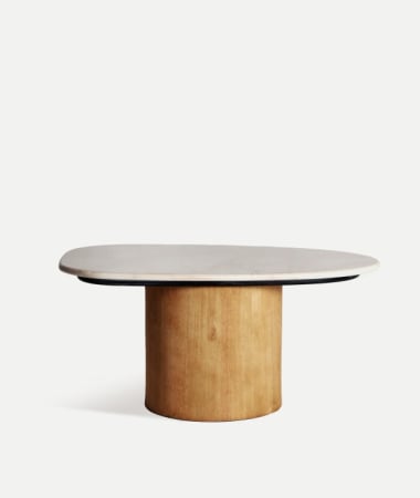 Mese - Masă cafea marmură bej lemn fag LORACH – titlu imagine principală