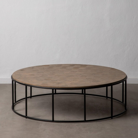 Masute Cafea - Masă rotundă MDF natur cu cadru metalic circular