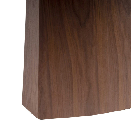 Masă de dining albă picior central MDF maro, blat ceramic [3]