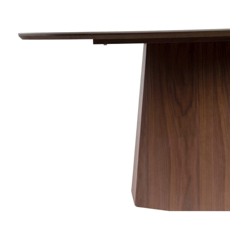 Masă de dining albă picior central MDF maro, blat ceramic [2]