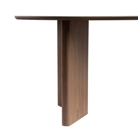 Masă de dining albă picioare MDF maro, blat ceramic [2]