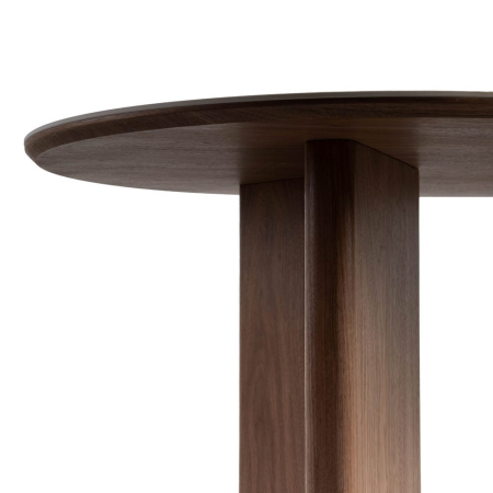 Masă de dining albă picioare MDF maro, blat ceramic [3]