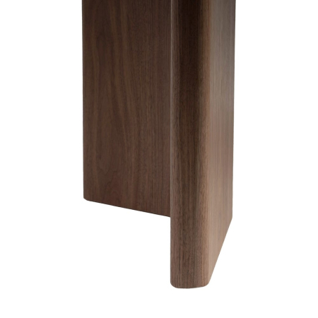 Masă de dining albă picioare MDF maro, blat ceramic [8]