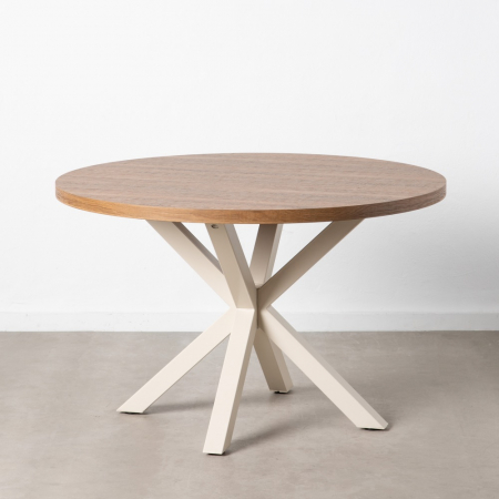 Mese Dining - Masa Rotunda Dining CreativDeco - Lemn si Metal pentru Interioare Moderne