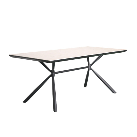 Stil de design - Masă de dining din ceramică crem cu picioare metalice negre