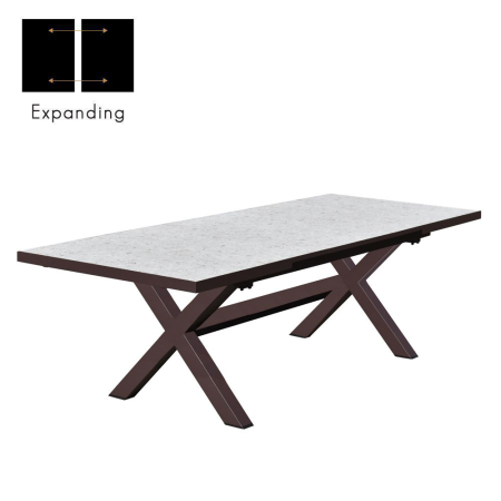 Mese Extensibile - Masă de dining extensibilă din ceramică gri cu aspect de terrazzo