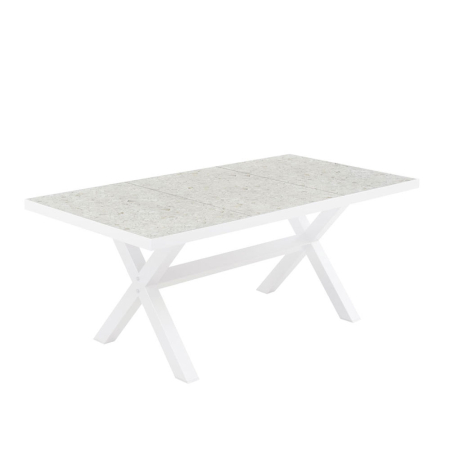 Stil de design - Masă de dining din ceramică gri cu picioare albe