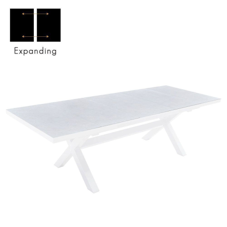 Mese Extensibile - Masă de dining extensibilă din ceramică gri deschis