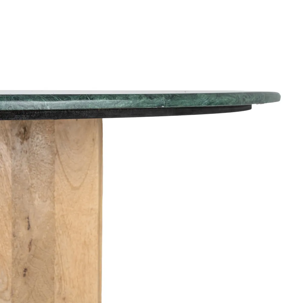 Masa de dining din marmură verde pe bază de lemn de mango – fotografie produs principal [4]