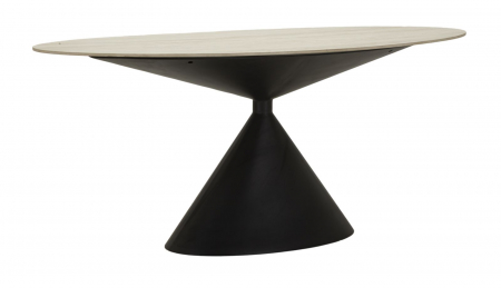 Mese - Masă de dining din metal negru cu blat oval