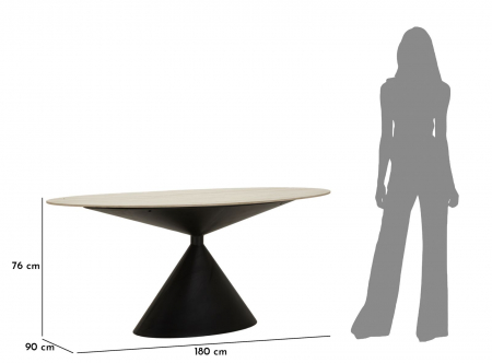 Masă de dining din metal negru cu blat oval [8]