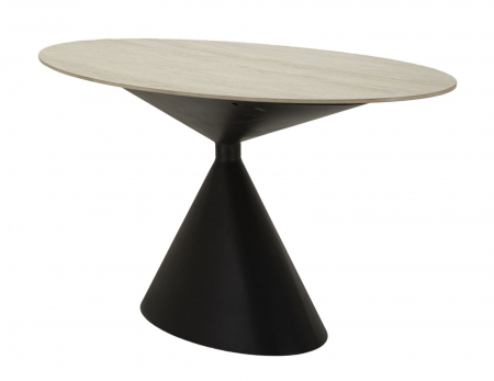 Masă de dining din metal negru cu blat oval [2]