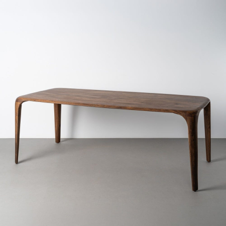 Stil de design - Masa de dining dreptunghiulara din lemn de mango cu colturi rotunjite si picioare conice