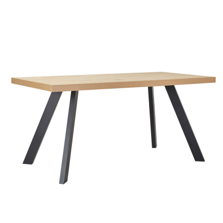 Mese - Masă dreptunghiulară de dining din melamină bej cu aspect de lemn natural