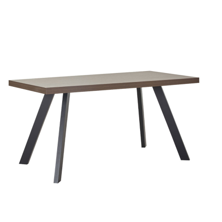 Mese - Masă dreptunghiulară de dining din melamină maro cu aspect de nuc