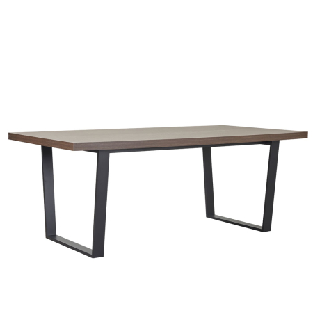 Mese - Masă dreptunghiulară de dining din melamină maro cu aspect de nuc