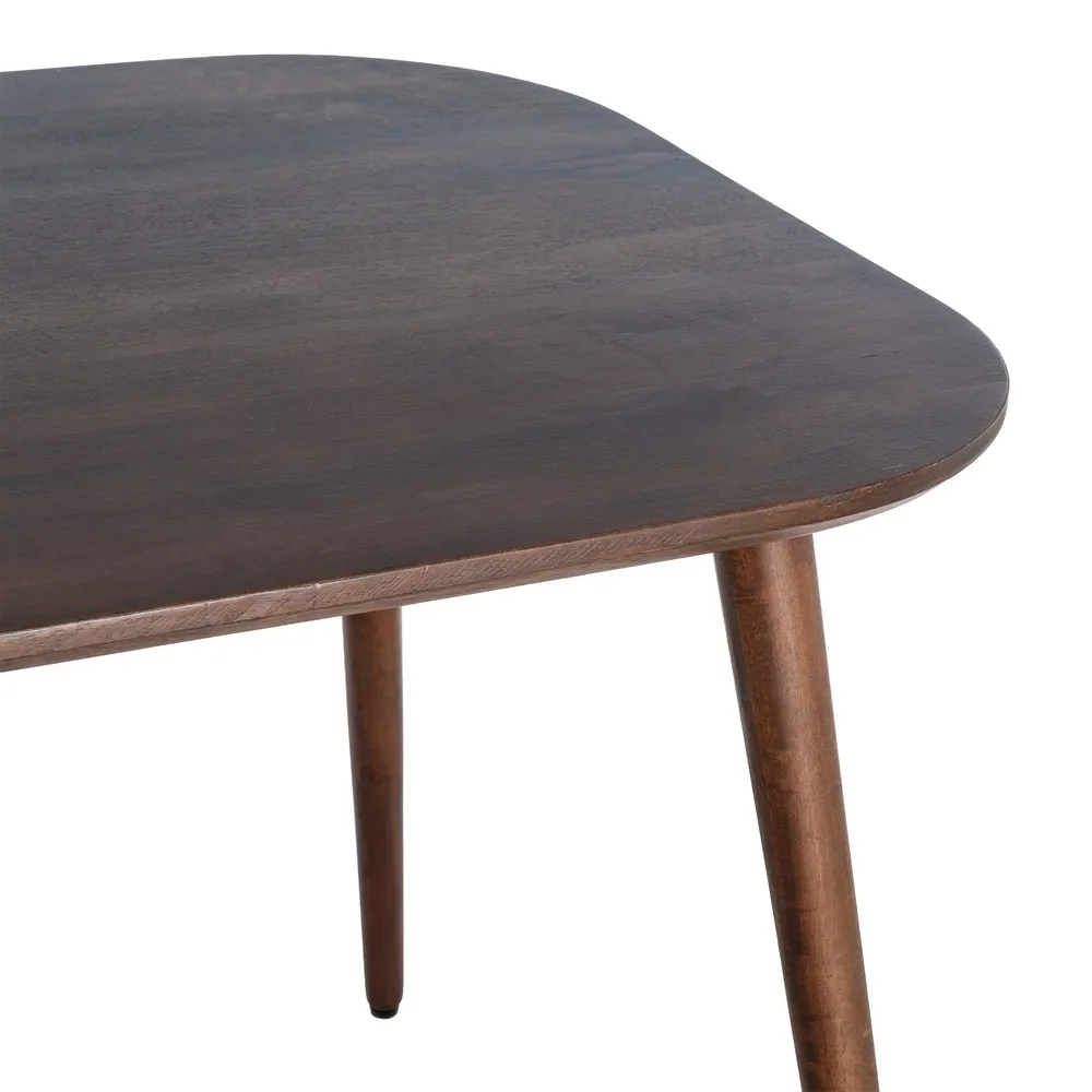 Masă de dining dreptunghiulară maro închis din lemn de mango cu colțuri rotunjite [2]