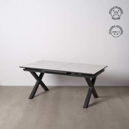 Modern - Masa extensibila cu blat ceramic gri - Solutie Flexibila pentru Dining Elegant