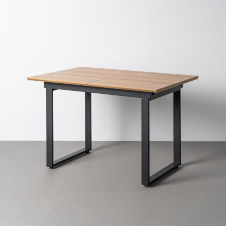 Mese - Masă extensibilă din mdf maro cu structura metalica neagra 120x80x76 cm