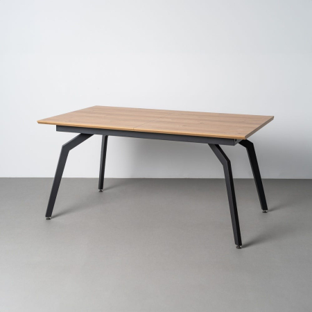 Mese - Masă extensibilă din mdf maro cu structura metalica neagra 160x90x76 cm