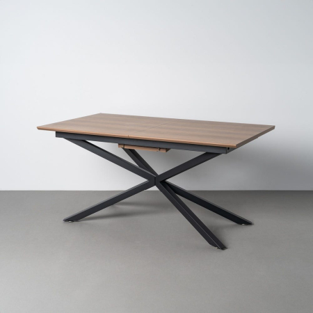 Mese - Masă extensibilă din mdf maro cu structura metalica neagra 160x90x76 cm