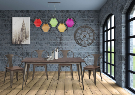 Masa dining industriala vintage lemn si metal CreativDeco [6]