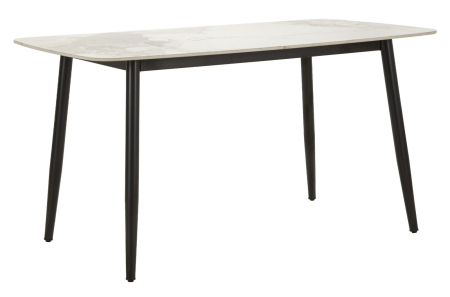 Mese Dining - Masă dining ceramică marmură albă și picioare negre