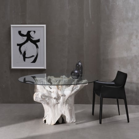 Masa tec sticla alb uzat rotunda [1]