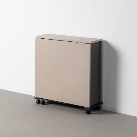 Mese - Masă pliabilă din melamina crem cu structura metalica neagra 148x71x74 cm